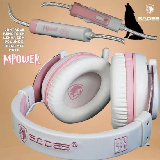 Sades Mpower Gaming Headset SA-723 - White - Pink
